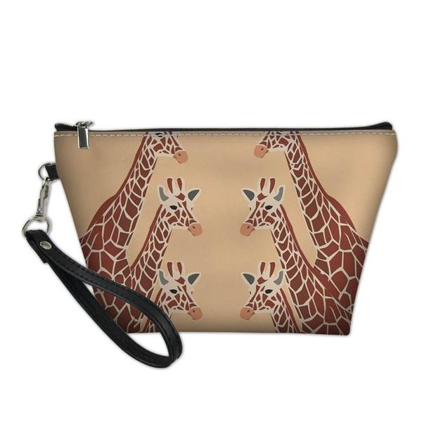 

cute giraffe print leather makeup bags travel ladies pouch women cosmetic bag multifunctional portable coin storage handle & cases