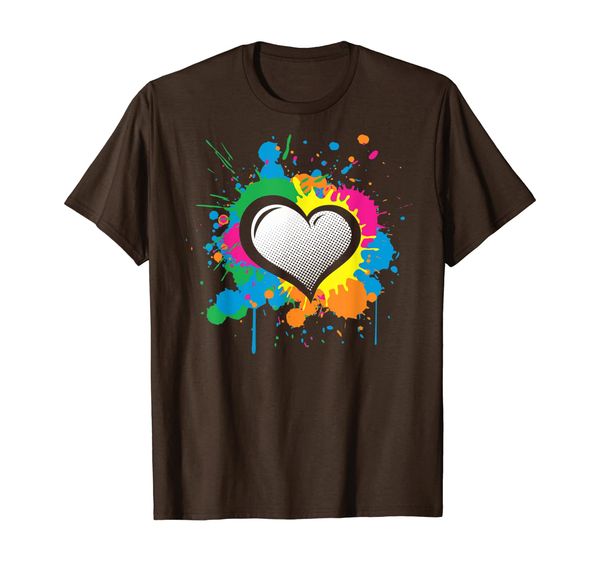 

unique love heart multi color paint splash splatter t-shirt, White;black