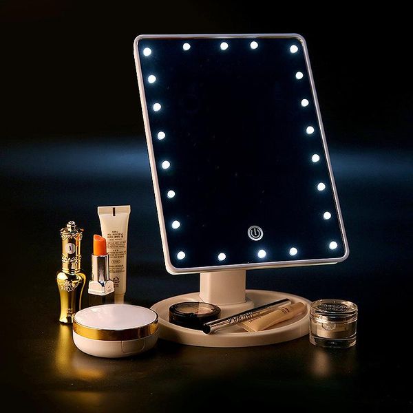 

compact mirrors led touch screen lighted makeup mirror with lights dimmable 180 degree adjustable table