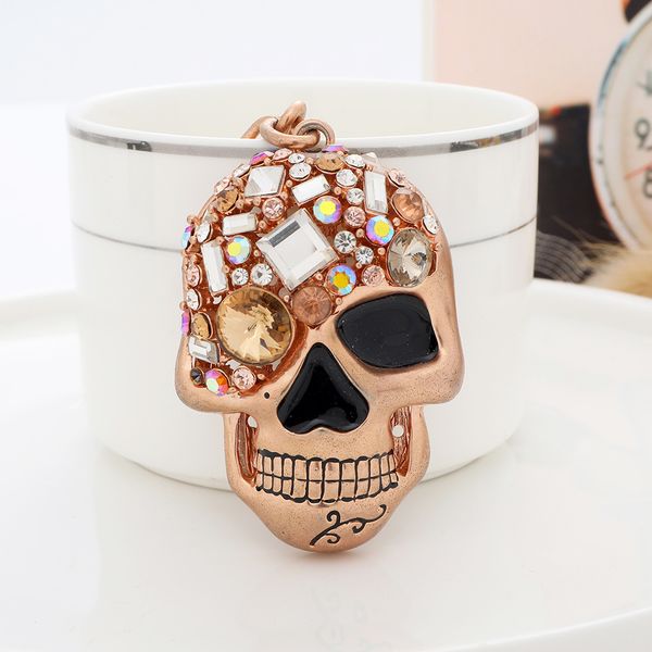 

keychain diamond diamond skull creative metal keychain stereo hip hop car bag hanging decoration keychain, Silver