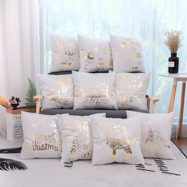 

45x45cm christmas cushion cover pillowcase sofa gold foil printing cojines pillows couch mandala pillow home decorative cushion/decorative