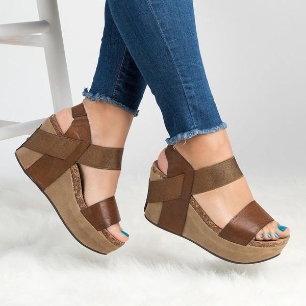 

summer pumps high heels platform wedge sandals for women wedges 9cm heel fish mouth retro women's shoes sandalias dress, Black