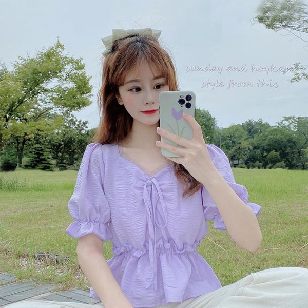 

women's blouses & shirts blouse women shirt v-neck puff sleeve summer blusas mujer de moda, White