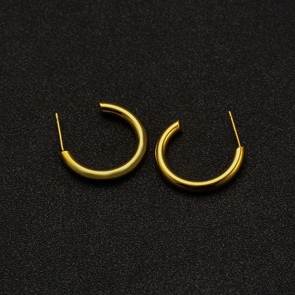 

hoop & huggie allme temperament semicircle gold color copper earrings for women female brass hollow round open earring party jewelry, Golden;silver