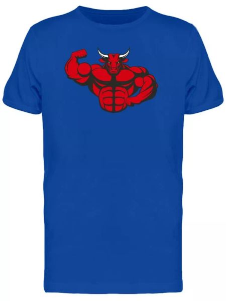 

strong crimson bull flexing men's tee -image by shutterstock, White;black