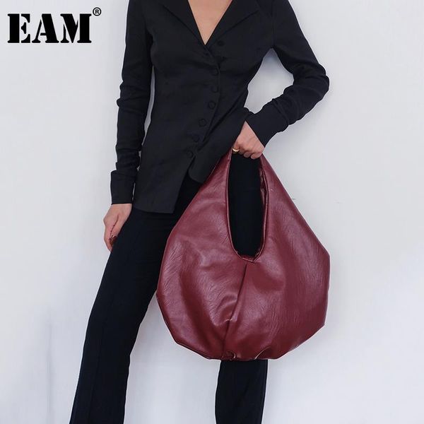 

evening bags [eam] women wrinkled irregular pu leather zipper personality all-match crossbody shoulder bag fashion tide 2021 18a0370
