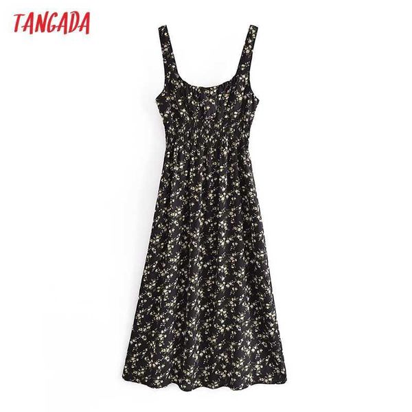 

tangada summer fashion flowers print tank dresses for women back strethy female casual dress 3w99 210609, Black;gray