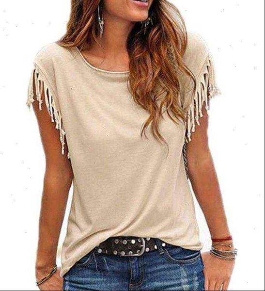

summer tassel vest o neck womens shirt clothes short sleeve tees top, White