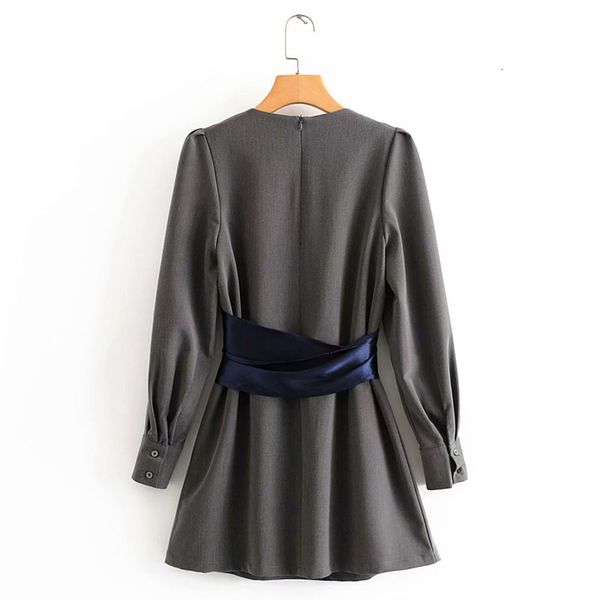 

skirts retro round neck puff sleeve waist was thin chic cross strap design xiaoxiangfeng long-sleeved dress female, Black
