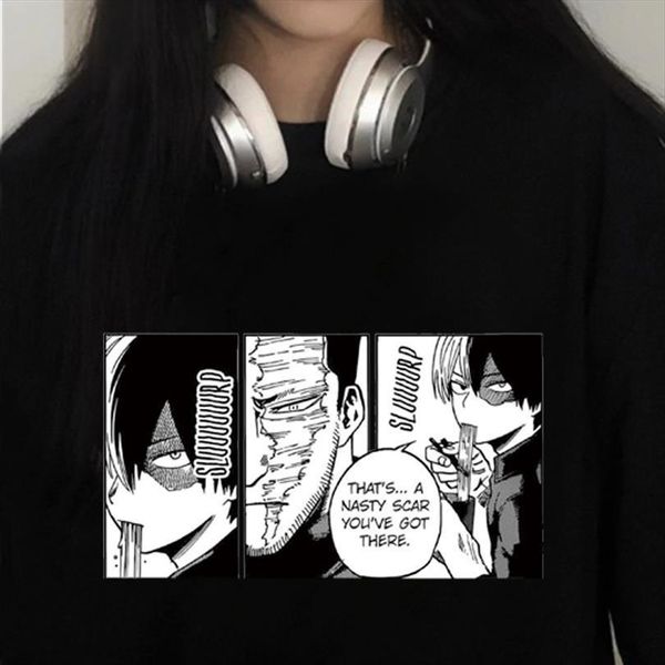 

my hero academia s mens t shirts todoroki harajuku anime tees, White;black