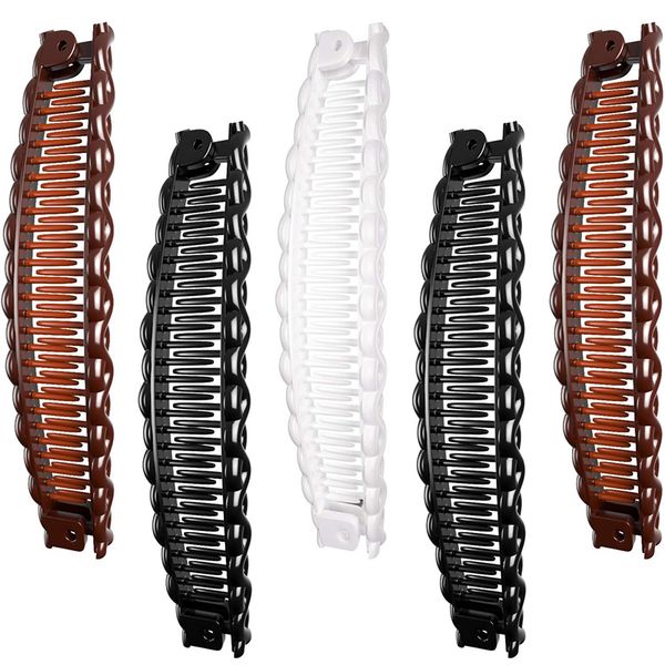 

woman elastics hair braider banana clip women scorpion type holding tool ponytail rubber bands hair vertical clamp hair holder, Slivery;golden