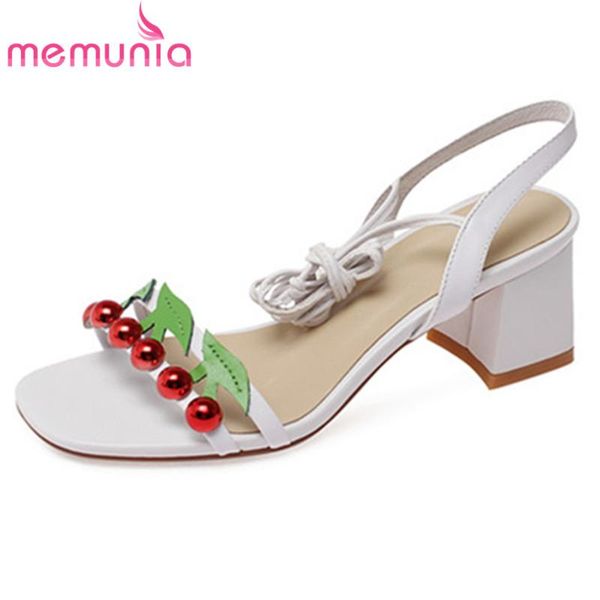 

arrive women sandals bead cross tied square high heels sweet casual party shoes ladies summer white, Black