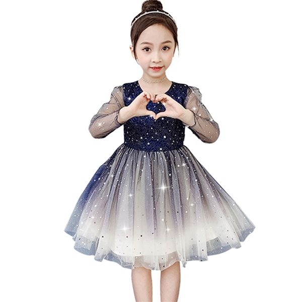 

girls princess dress sequin ' es long sleeve children spring autumn costumes kids 6 8 10 12 14 210527, Red;yellow