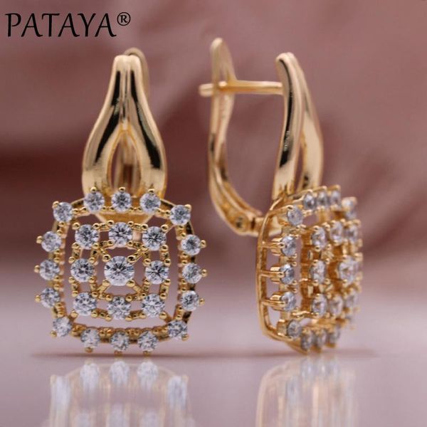 

dangle & chandelier pataya luxury big drop earrings 585 rose gold wedding bridal fashion jewelry women gift vintage natural zircon long, Silver