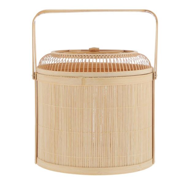 

1pc hand-woven bamboo basket fruit storage moon cake baskets