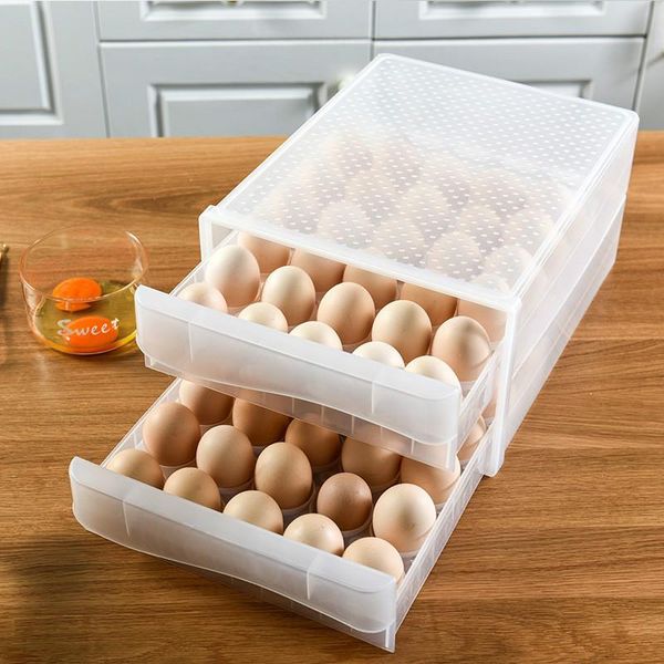 

household egg storage box drawer-type refrigerator plastic transparent dumpling double layer egg tray