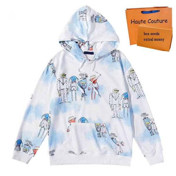 

21ss fashion men hoodie classic character pattern print women pullover hip hop cool sweatshirts spring autumn outdoor sport hoodies, Black
