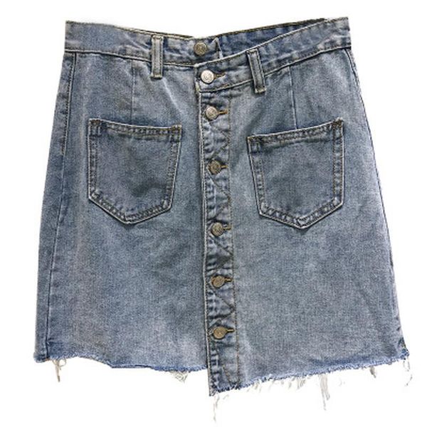 

skirts women fashion back slit denim a-line skirt high waisted jeans, Black