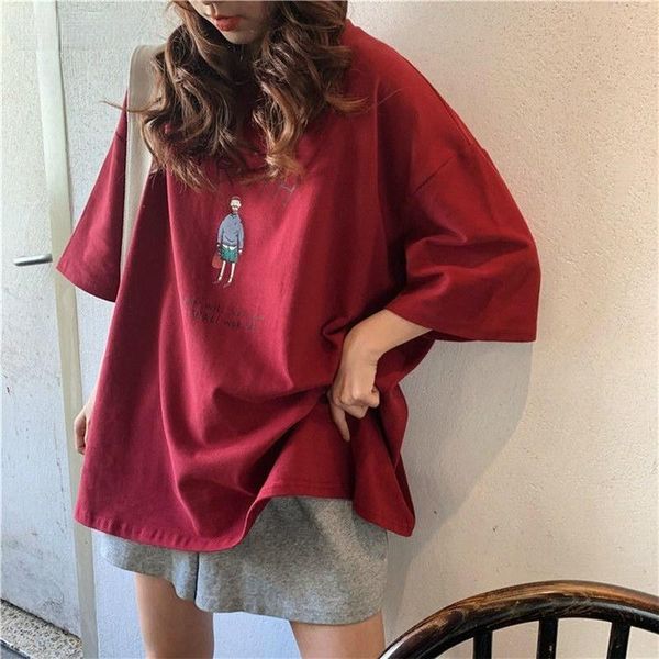 

women's t-shirt t-shirts women printed large size 2xl korean style casual loose harajuku students bf streetwear daily all-match trendy, White