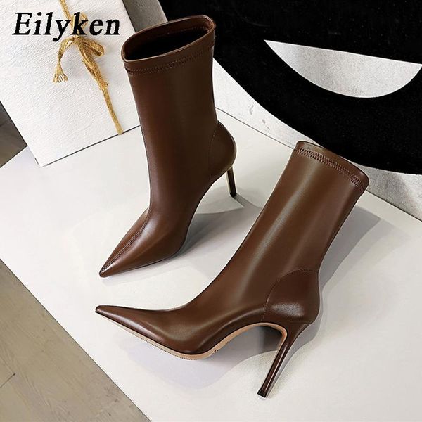 

spring soft pu leather boots women pointed toe pumps heels fashion ladies party shoes size 34-40, Black