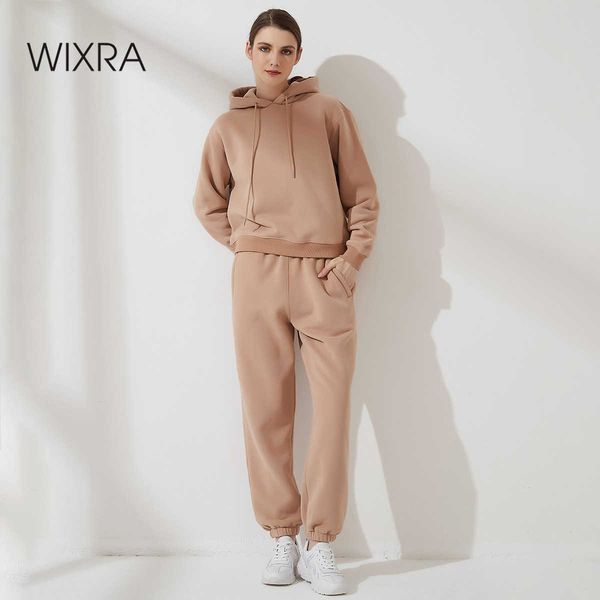 

wixra hooded sweatshirts cotton solid hoodies long sleeve autumn winter casual streetwear women 210930, Black