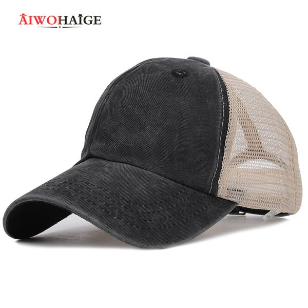 2021 Fashion Retro Summer Mesh berretto da baseball Spring Snapback donna uomo cotone lavato cappello regolabile Trucker tonalità sportive Vintage