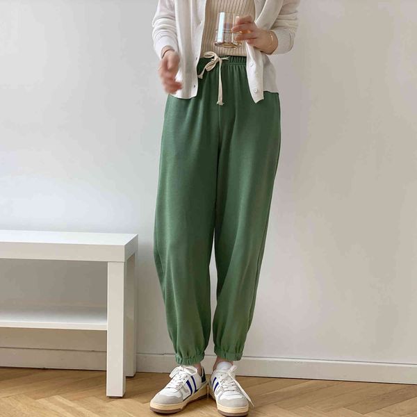 

women's pants & capris green high waist lace up casual for women 2021 summer straight trousers korean loose slim wide leg rw51, Black;white