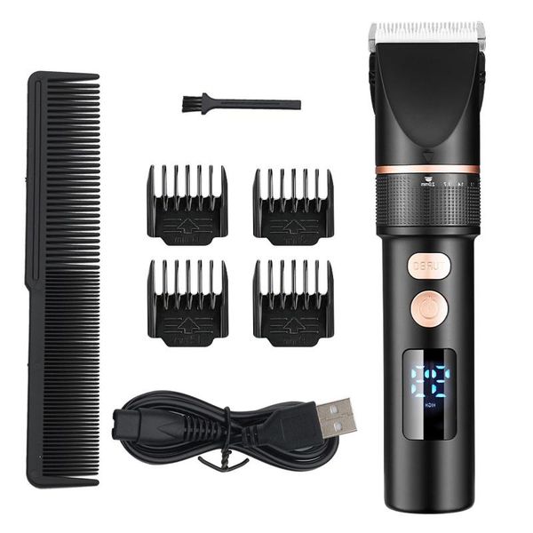 

electric hair clipper rechargeable lcd display trimmer titanium ceramic blade salon men cutting barber machine scissors