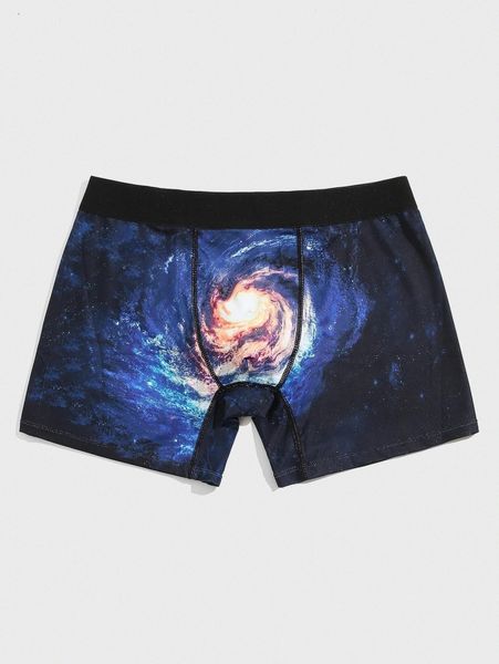 

men galaxy print titching boxer brief b4xp#, Black;brown