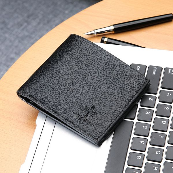 

men's 2021 new short multi card wallet folding zero wallet, Red;black