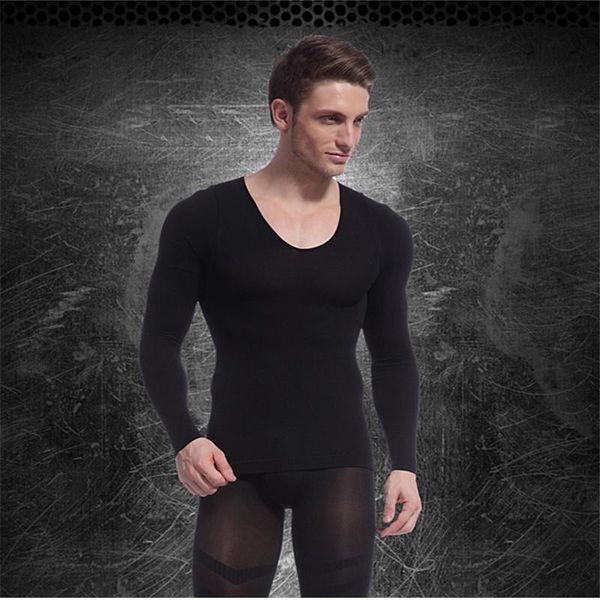 

men's body shapers mens long sleeve shapewear slimming fit girdle belly underwear waist control gynecomastia tummy abdomen leotard cors, Black;brown