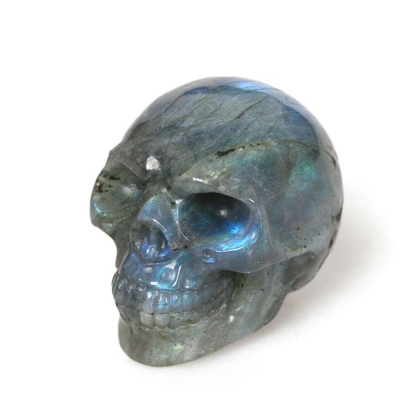 Natural Flash Stone Crystal Quartz Skull Repair Statua intagliata a mano altare