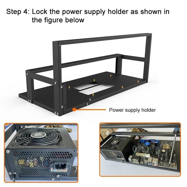 6/8 GPU Mining Frame Case Cremalheira Motherboard Suporte de Miniões Aberto Prateleiras Ethar / etc / Zec Ether Acessórios Ferramentas