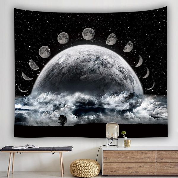 

tapestries nature black sun moon tapestry wall hanging landscape carpet retro cloth