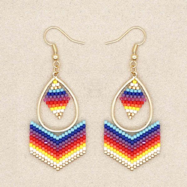 

go2boho boho ethnic 2020 bead earring woman handmade pendientes jewelry for women ear ring jewellery miyuki dangle earrings 2020, Silver