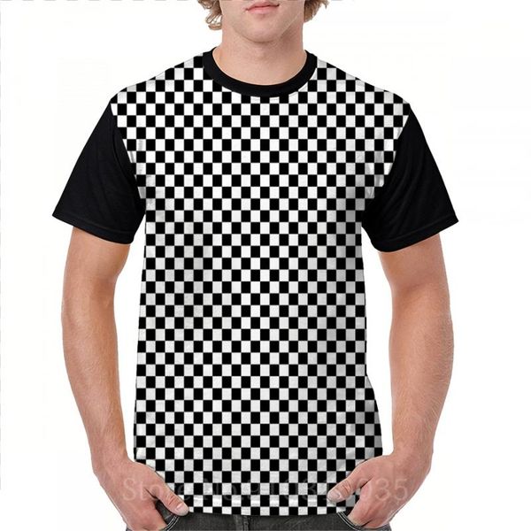 

men's t-shirts funny print men t shirt women tee white and black checkered elegant stylish pattern all over t-shirt, White;black