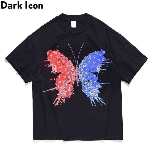 

butterfly t-shirt men summer oversized men women tshirts streetwear men's tee shirts 210603, White;black