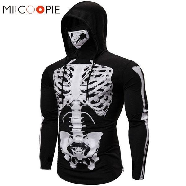 

men's hoodies & sweatshirts mens mask skull pullover hip hop hooded sweatshirt 3d print skeleton halloween cosplay sudadera harajuku s, Black