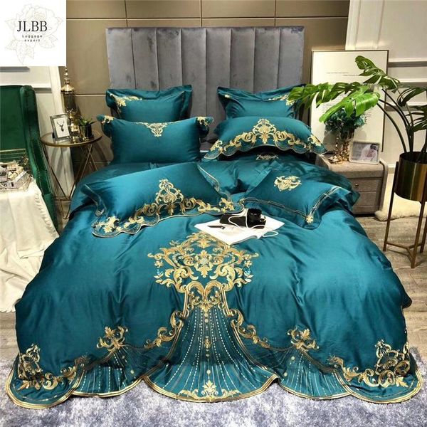 

bedding sets luxury gold royal embroidery green blue red egyptian cotton wedding set duvet cover bed sheet linen pillowcase