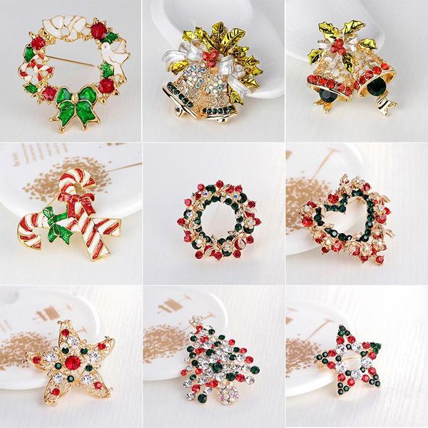 

christmas brooch skiing santa snowman pin badge gloves socks crutches bells wreaths tree gift cloth decoration pins, brooches, Gray