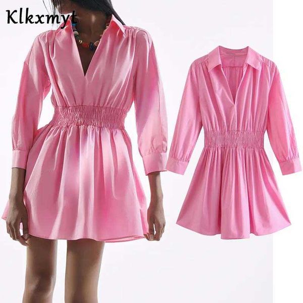 

klkxmyt za dress women summer fashion poplin pink mini woman casual wrist sleeve loose female party es vestido 210527, Black;gray