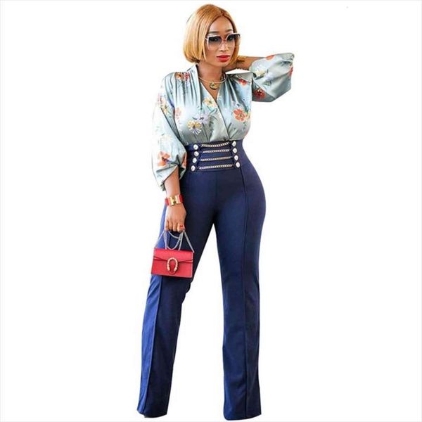 

front metal chain button womens pant high waist wide leg fashion elegant blue work business casual pants palazzo trousers, Black;white