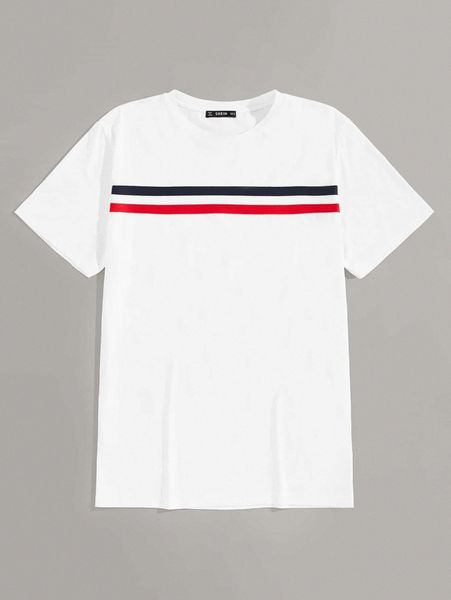 

men short sleeve tape front tee m29b#, White;black