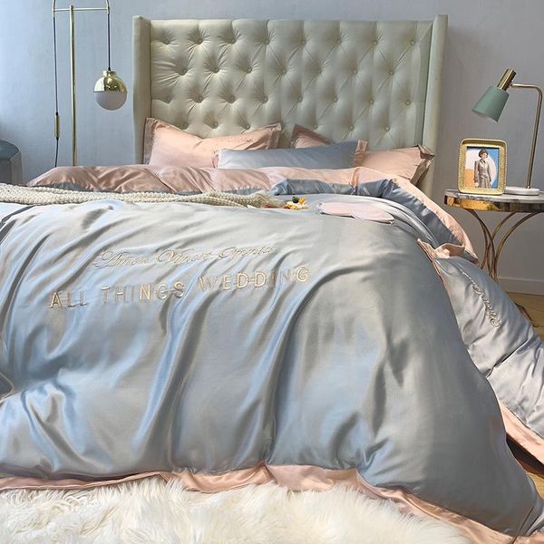 

bedding sets luxury duvet cover set solid color bed sheet single double  king size silky quilt