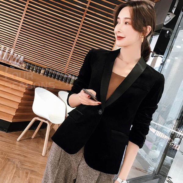 

[ewq] long-sleeved velvet suit ladies office blazer+high waist casual trousers set 2 pieces 2021 autumn winter qk243 two piece dress, White