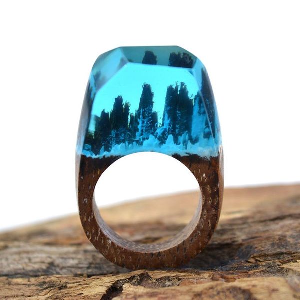 

wood snow mountain forest snowflake wedding band anniversary ring valentine's day gift for wife husband party favor