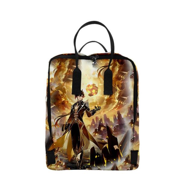 

backpack genshin impact zhongli 3d primary middle school students schoolbag oxford waterproof shoulder bags travel tote bag
