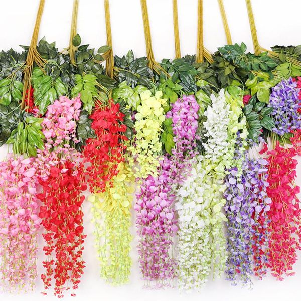 

decorative flowers & wreaths 12pcs/lot silk wisteria artificial flower vine garland hanging for wedding home garden outdoor greenery office