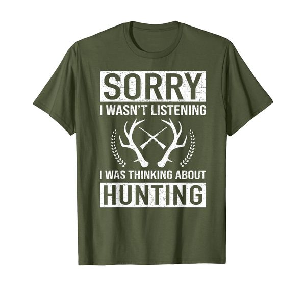 

sorry i wasn't listening thinking about hunting gift t-shirt, White;black