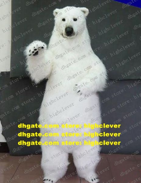 

white sea bears polar bear mascot costume cartoon character outfit suit open a business high street mall zz4873, Red;yellow